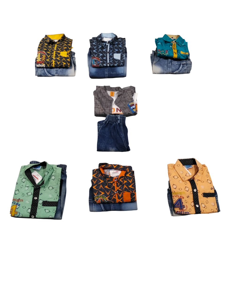Teal Strip Shirt & Faded Denim Set D.children wear A B.4930 Teal Strip Shirt & Faded Denim Set D.children wear A B.4930