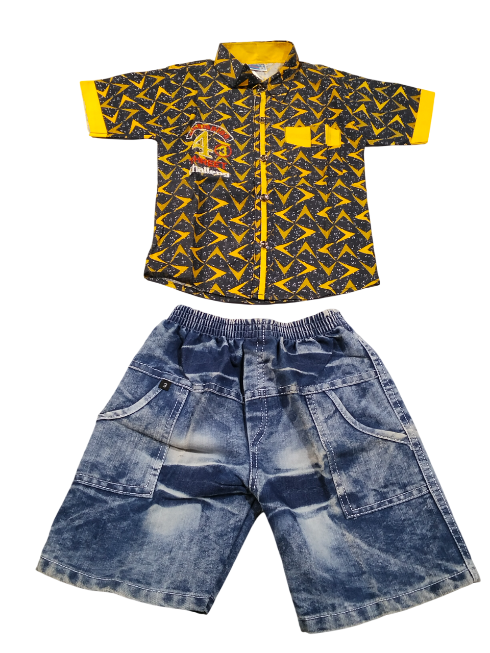 Teal Strip Shirt & Faded Denim Set D.children wear A B.4930 Teal Strip Shirt & Faded Denim Set D.children wear A B.4930