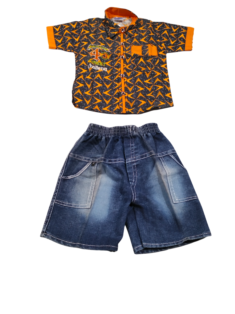 Teal Strip Shirt & Faded Denim Set D.children wear A B.4930 Teal Strip Shirt & Faded Denim Set D.children wear A B.4930