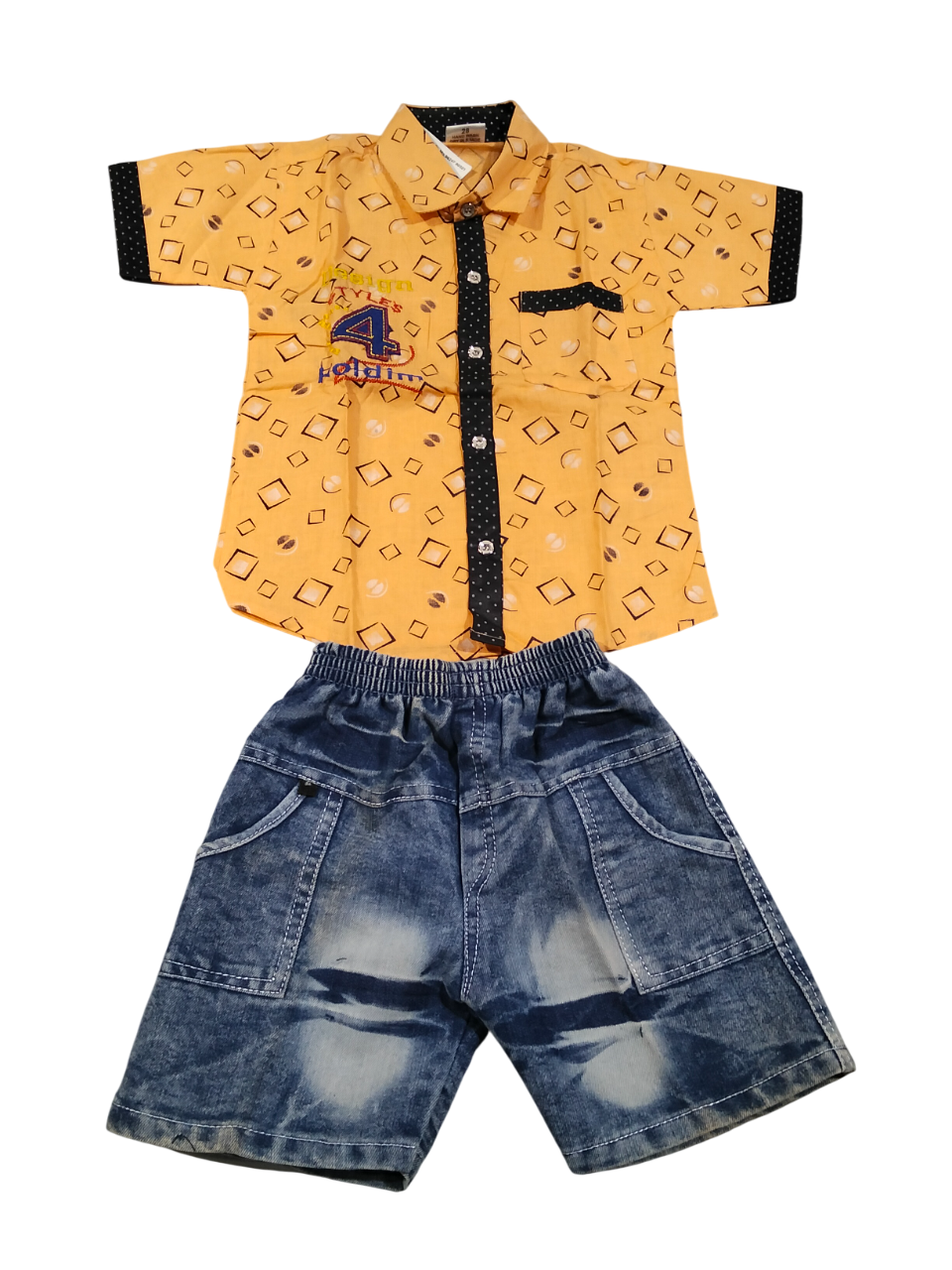 Teal Strip Shirt & Faded Denim Set D.children wear A B.4930 Teal Strip Shirt & Faded Denim Set D.children wear A B.4930