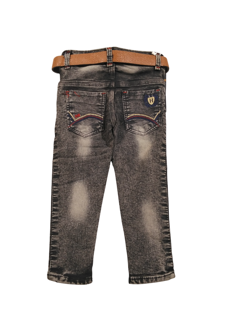Boys Washed Black Jeans with Belt D.cwd-13-25 B.9085 Boys Washed Black Jeans with Belt D.cwd-13-25 B.9085
