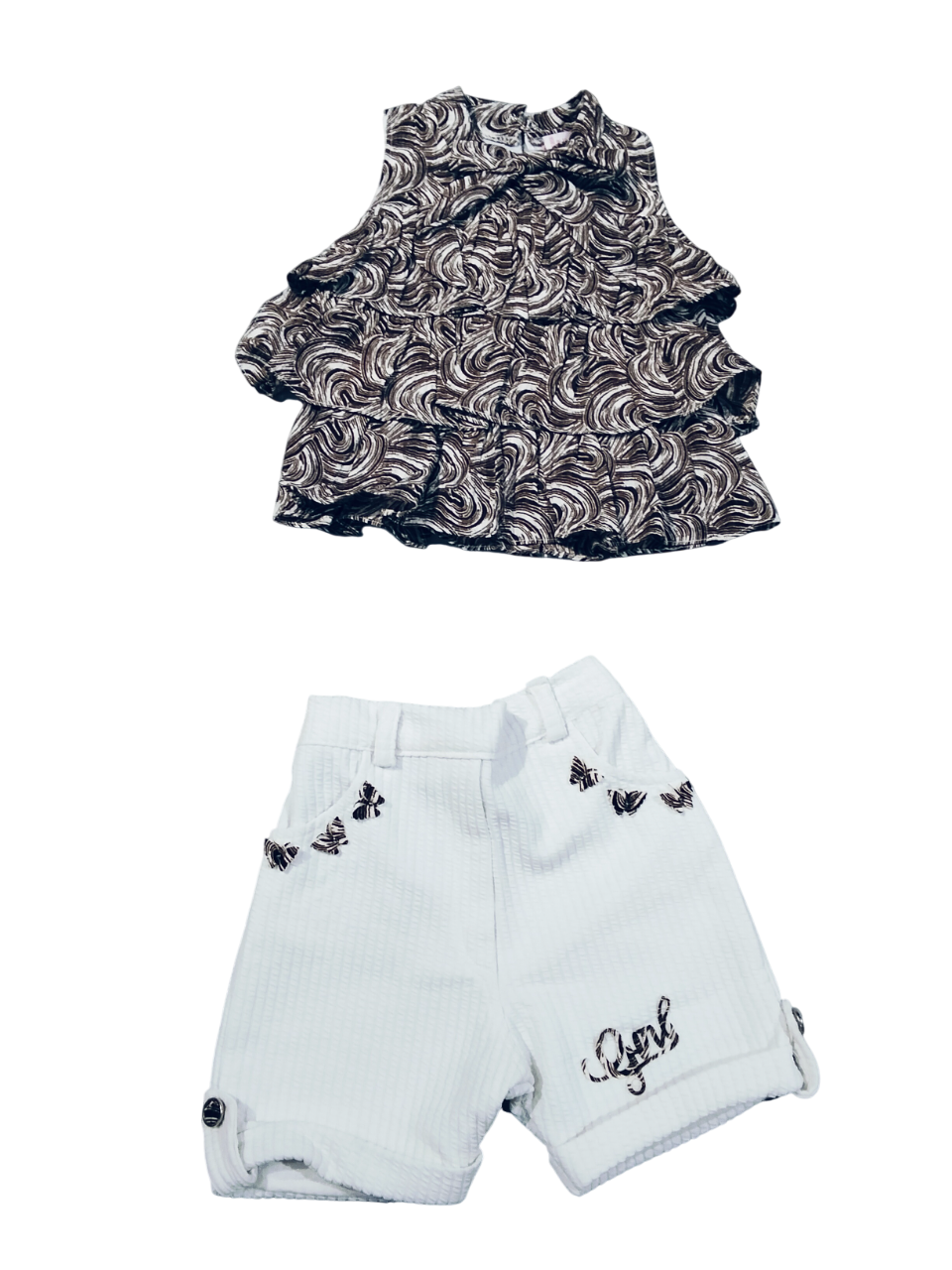 Polka Dot Top with Layered Black Skirt D.12.2229 B.1833 Polka Dot Top with Layered Black Skirt D.12.2229 B.1833
