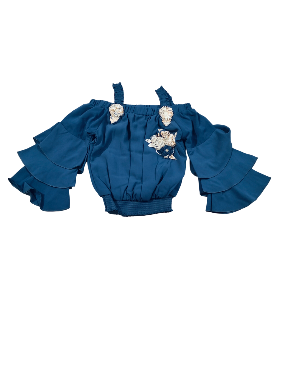 Elegant Cold-Shoulder Top & Printed Palazzo Set for Baby Girls D.24.1039 B.1343 Elegant Cold-Shoulder Top & Printed Palazzo Set for Baby Girls D.24.1039 B.1343