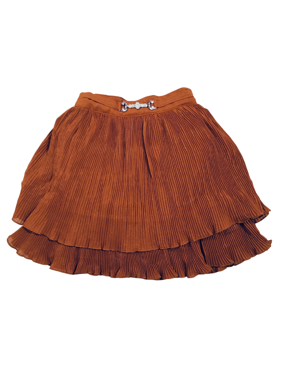 Elegant Floral Top & Rust Pleated Skirt Set for Girls D.11.015V B.1258 Elegant Floral Top & Rust Pleated Skirt Set for Girls D.11.015V B.1258