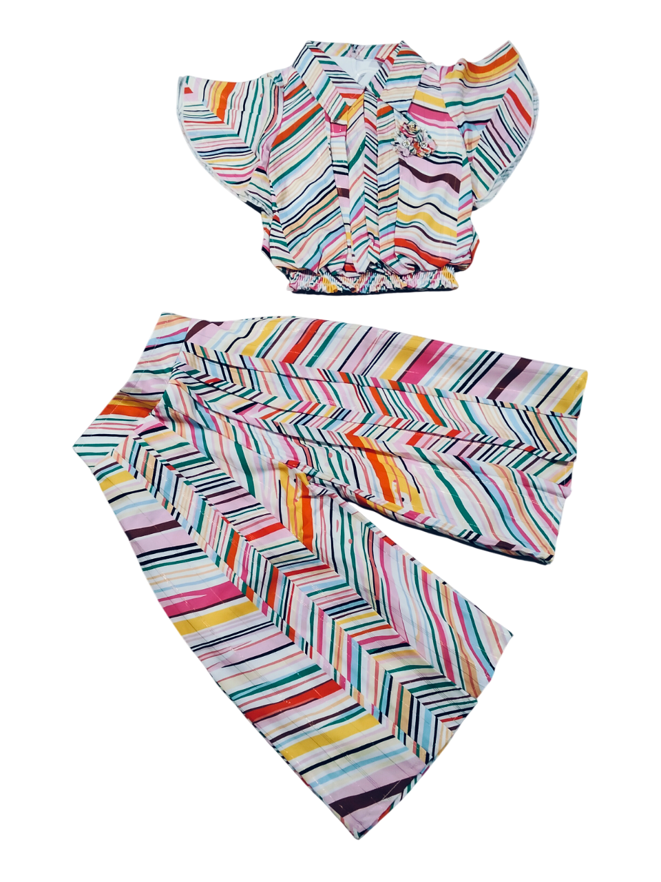 Rainbow Vibes Striped Shirt & Palazzo Set D.15.1229 B.1284 Rainbow Vibes Striped Shirt & Palazzo Set D.15.1229 B.1284