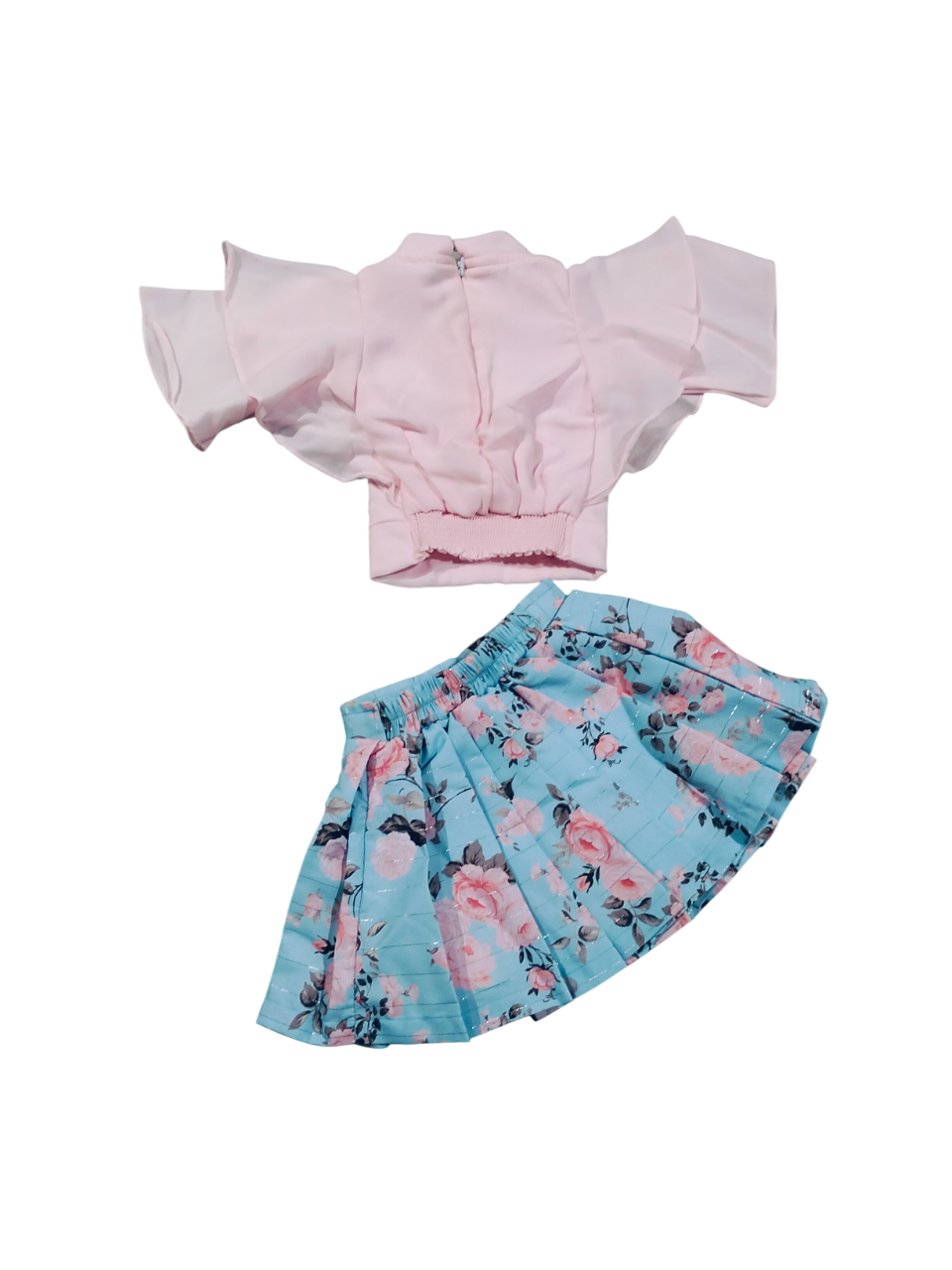Blush Pink Top & Sky Blue Floral Skirt Set D.16.1225 B.1290 Blush Pink Top & Sky Blue Floral Skirt Set D.16.1225 B.1290