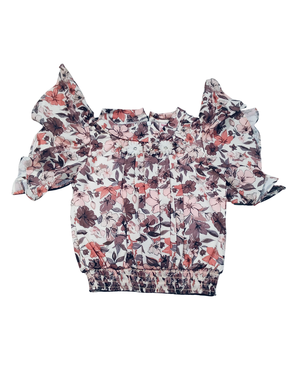 Trendy Floral Top & Denim Shorts Set for Baby Girls D.21.5105 B.1322 Trendy Floral Top & Denim Shorts Set for Baby Girls D.21.5105 B.1322