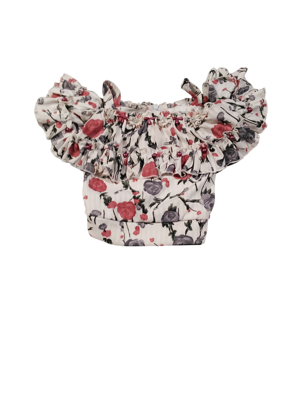 Floral Off-Shoulder Ruffle Top & Skirt Set for Baby Girls D.24.1039 B.1343 Floral Off-Shoulder Ruffle Top & Skirt Set for Baby Girls D.24.1039 B.1343