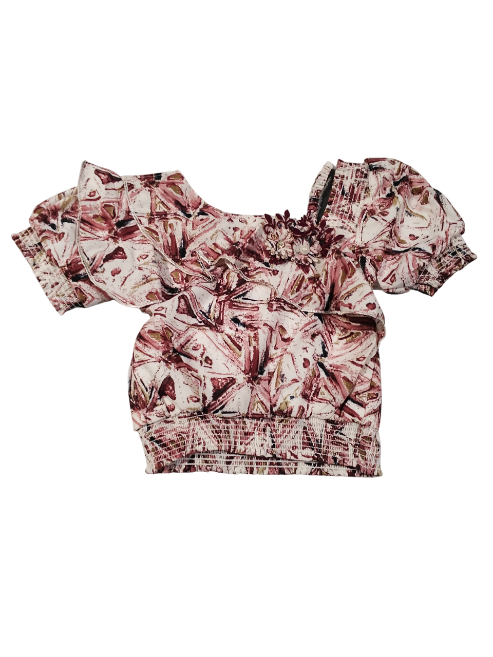 Stylish Maroon Ruffle Skirt & Floral Top Set D.13.300 B.1270 Stylish Maroon Ruffle Skirt & Floral Top Set D.13.300 B.1270