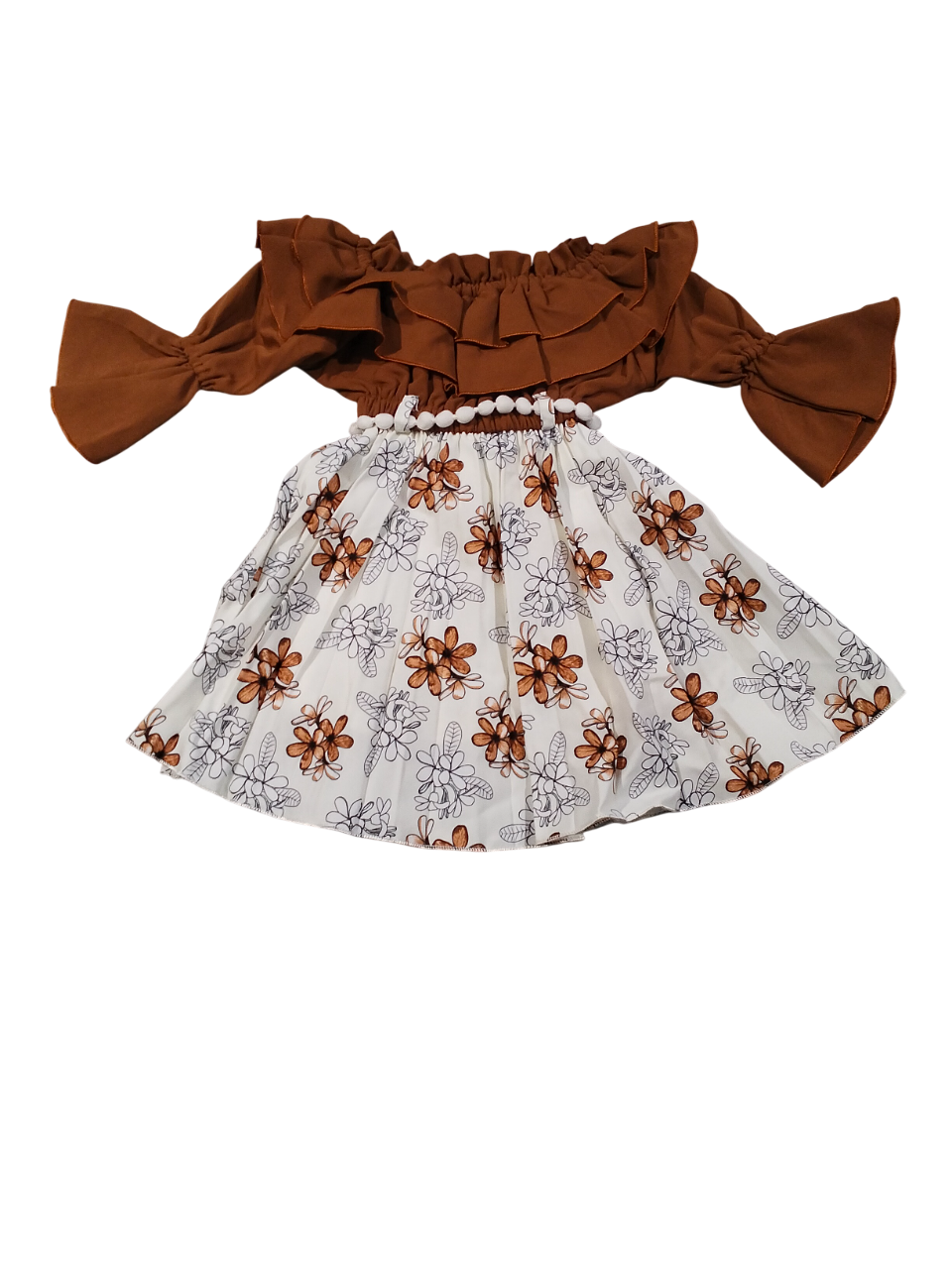 Trendy Off-Shoulder Floral Frock for Girls D.70/6 B.4197 Trendy Off-Shoulder Floral Frock for Girls D.70/6 B.4197