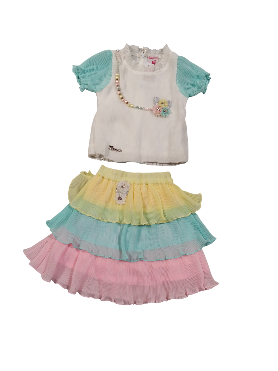 Girls' Party Wear Outfit โ Top and Skirt Set D.8.3188 B.1774 Girls' Party Wear Outfit โ Top and Skirt Set D.8.3188 B.1774