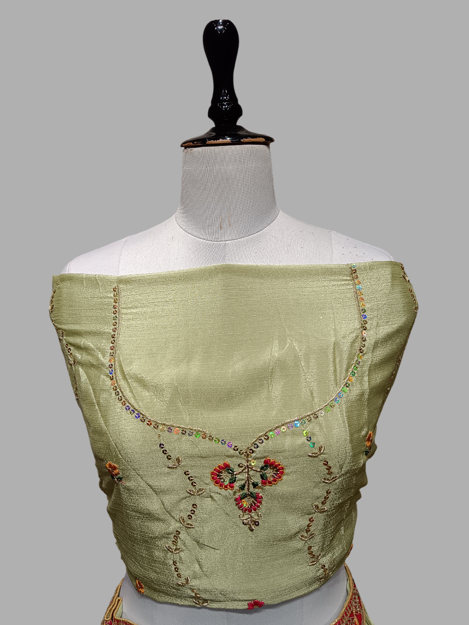Pastel Green and Pink Embroidered Lehenga Choli Set D.280 Pastel Green and Pink Embroidered Lehenga Choli Set D.280