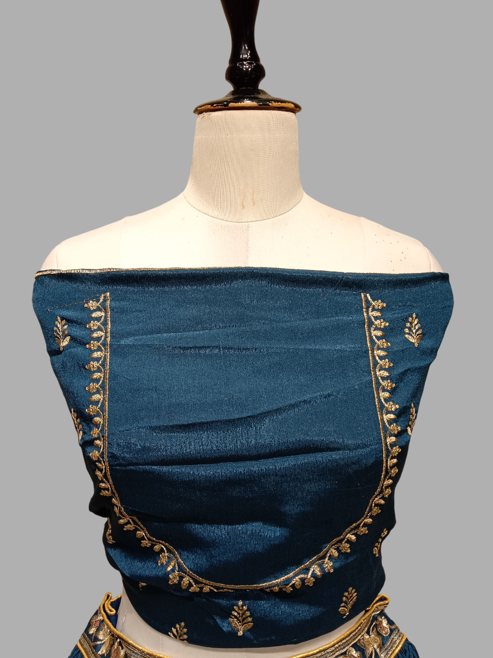 Royal Blue Embroidered Lehenga Choli Set with Peach Dupatta (Semi-Stitched with Unstitched Blouse) D310 Royal Blue Embroidered Lehenga Choli Set with Peach Dupatta (Semi-Stitched with Unstitched Blouse) D310