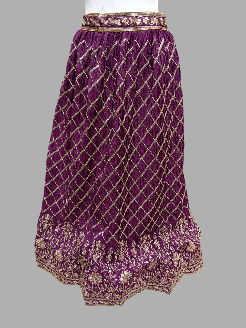 Royal Wine Embroidered Lehenga Choli Set with Mirror & Zari Work D310 Royal Wine Embroidered Lehenga Choli Set with Mirror & Zari Work D310
