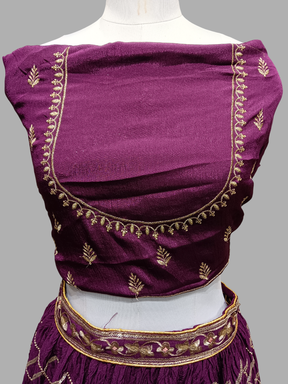 Royal Wine Embroidered Lehenga Choli Set with Mirror & Zari Work D310 Royal Wine Embroidered Lehenga Choli Set with Mirror & Zari Work D310