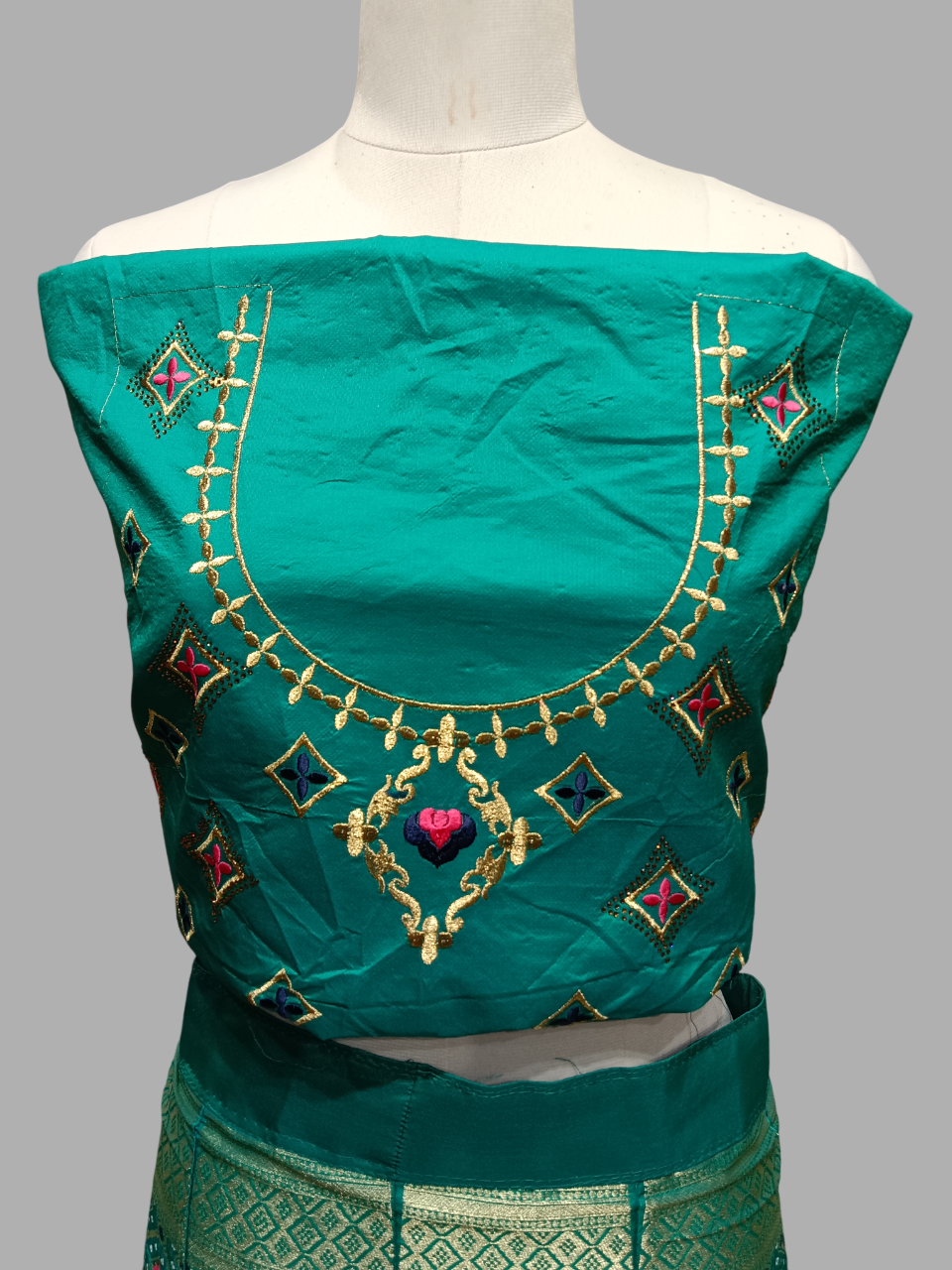 Teal & Pink Banarasi Weave Silk Lehenga Choli Set MF Teal & Pink Banarasi Weave Silk Lehenga Choli Set MF