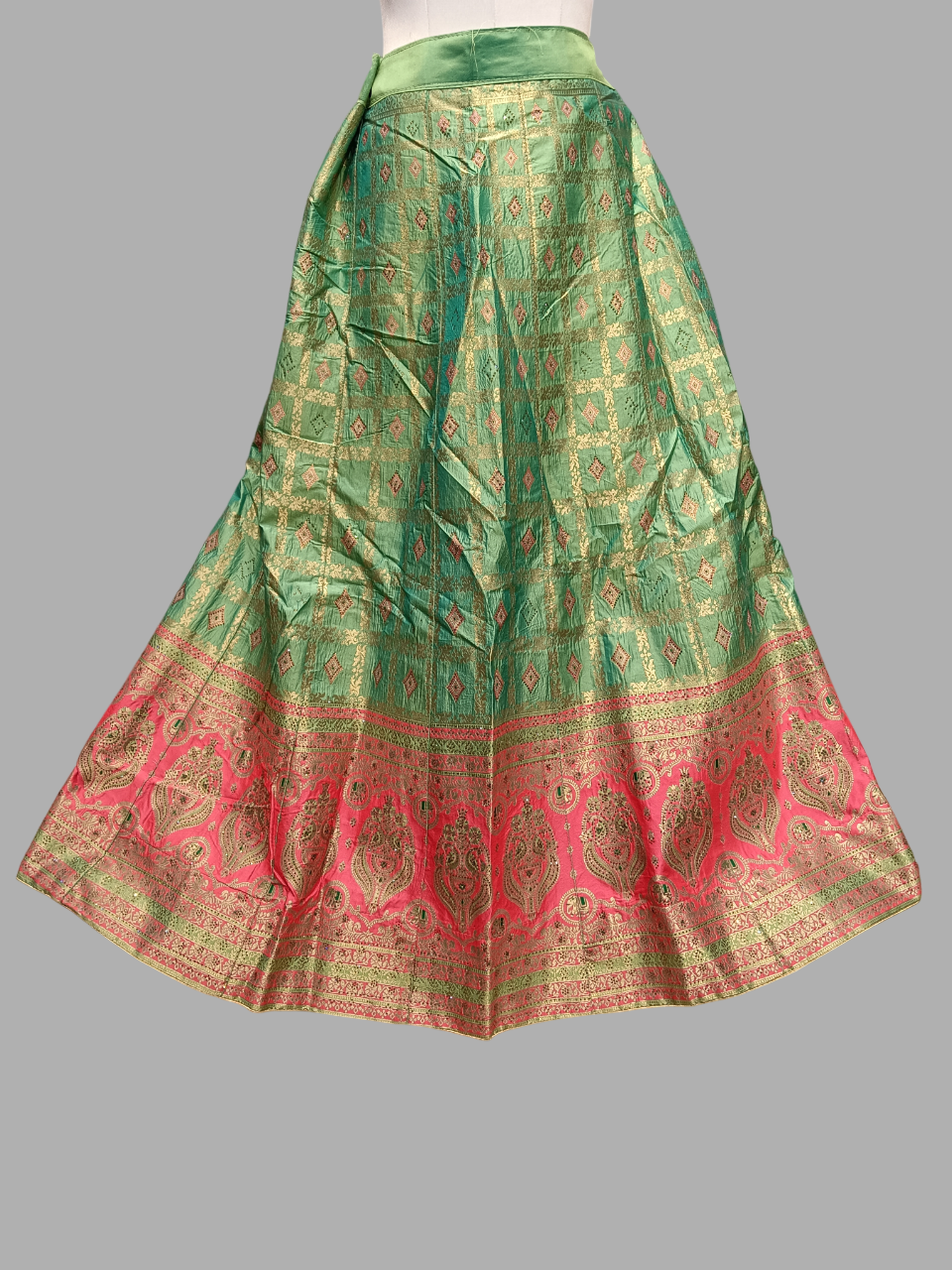 Green & Red Traditional Woven Lehenga Choli Set MF Green & Red Traditional Woven Lehenga Choli Set MF