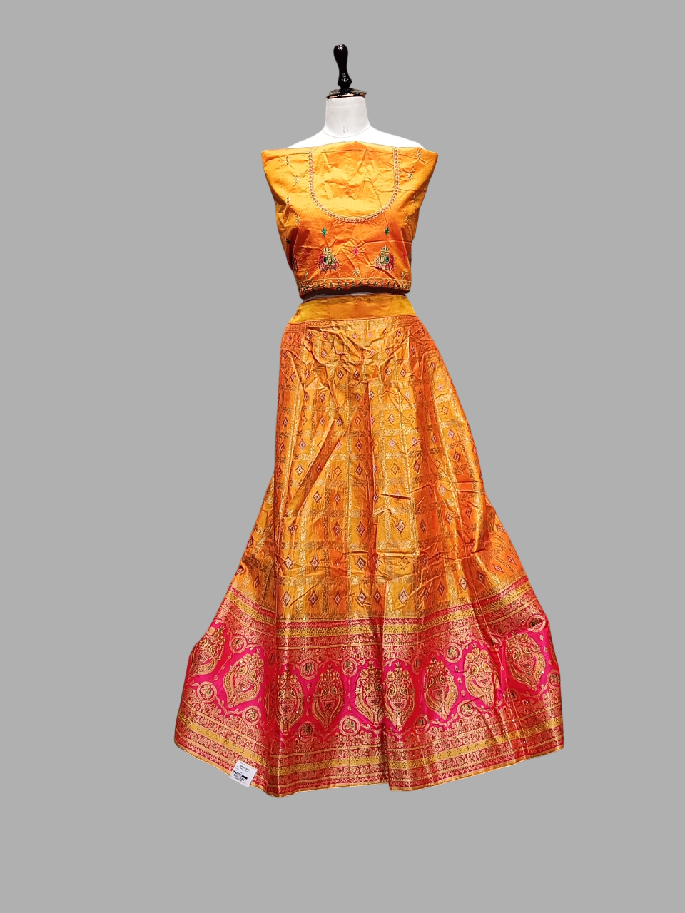 Yellow & Pink Traditional Embroidered Lehenga Choli Set MF Yellow & Pink Traditional Embroidered Lehenga Choli Set MF