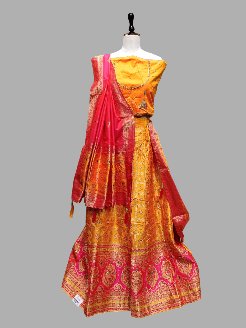 Yellow & Pink Traditional Embroidered Lehenga Choli Set MF Yellow & Pink Traditional Embroidered Lehenga Choli Set MF