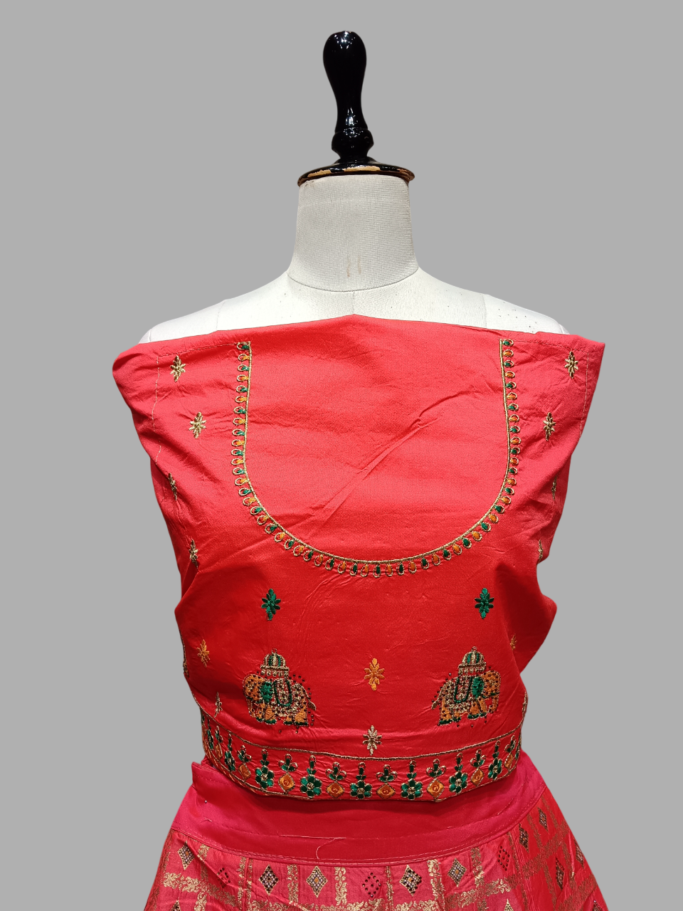 Red & Green Traditional Embroidered Lehenga Choli Set MF Red & Green Traditional Embroidered Lehenga Choli Set MF