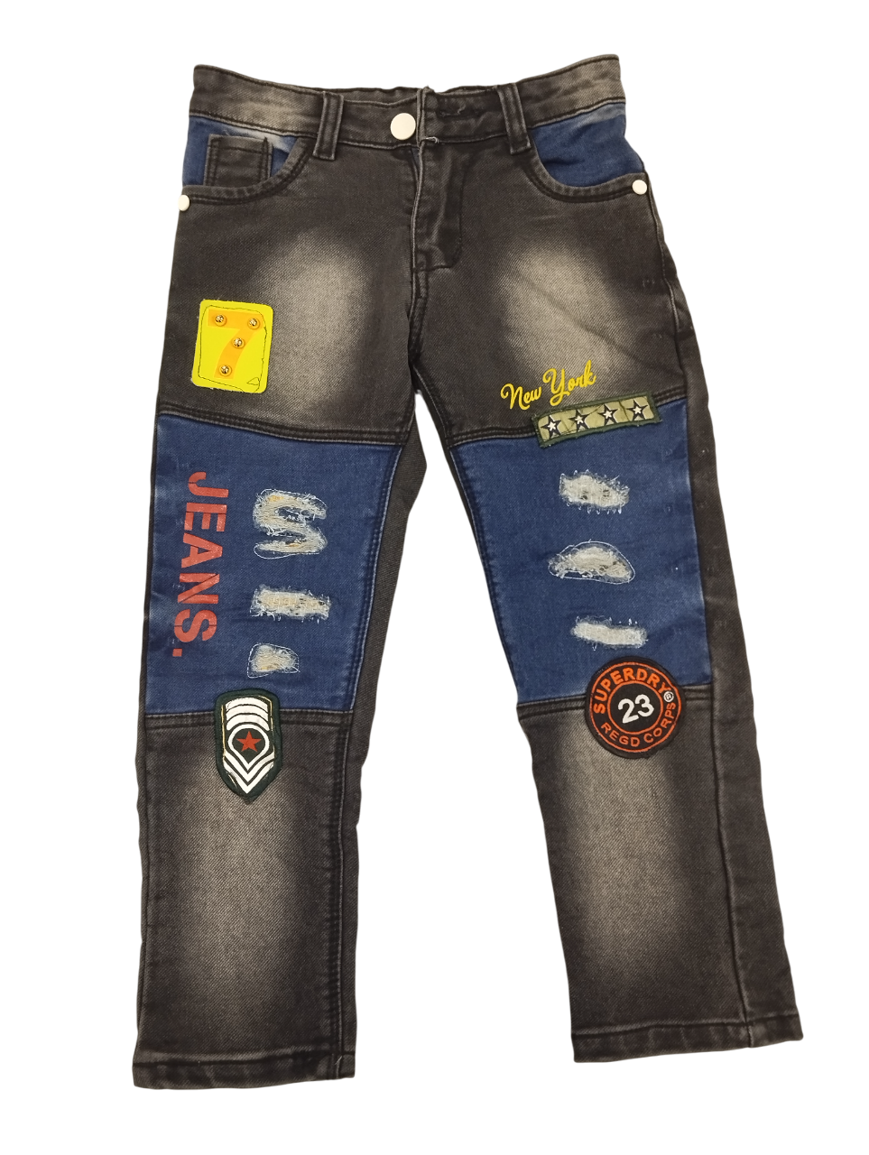 Boys Stylish Patchwork Black Denim Jeans D.gurur1 B.2023 Boys Stylish Patchwork Black Denim Jeans D.gurur1 B.2023