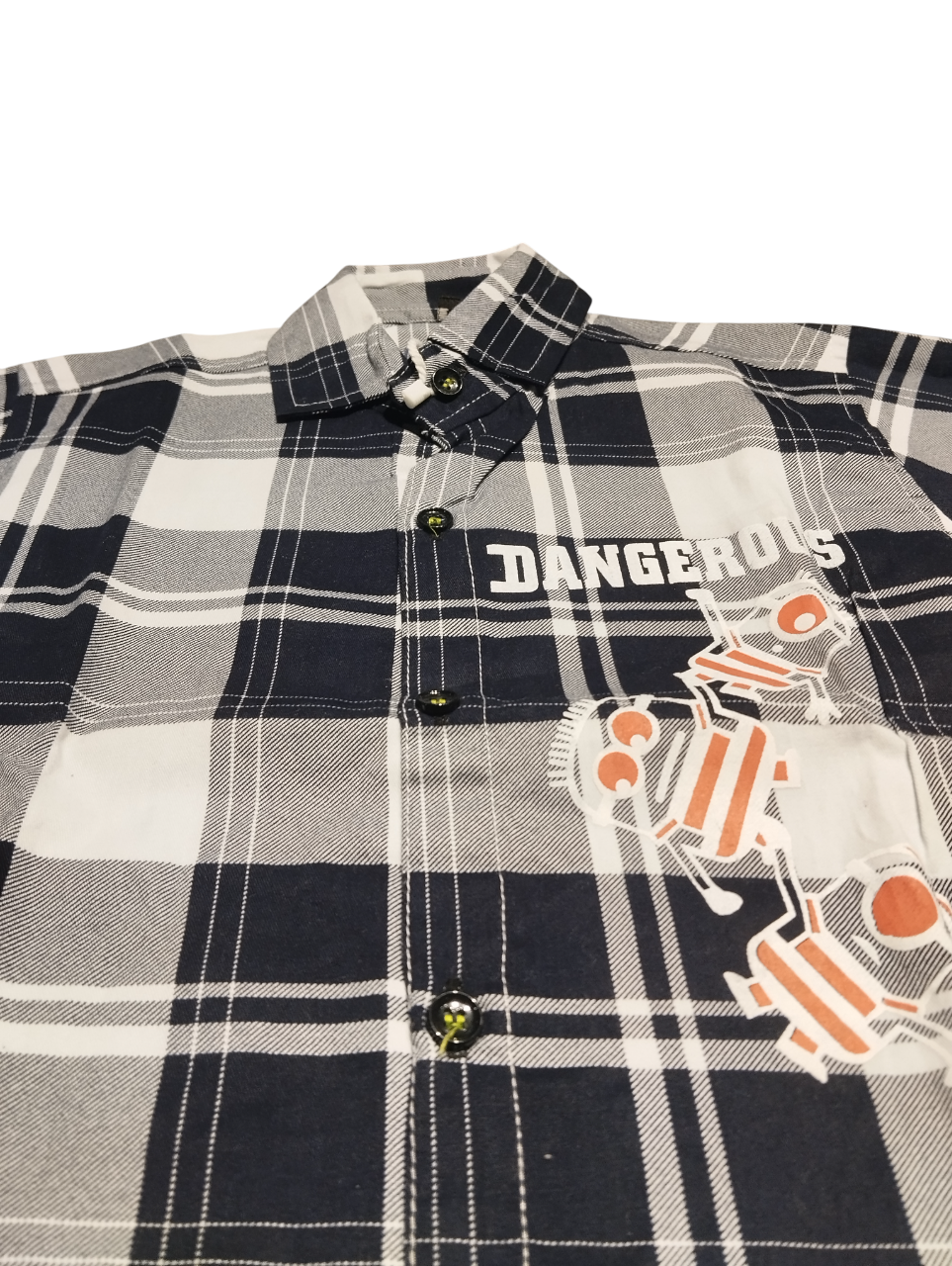Boys Navy Blue & White Checkered Shirt D.16/8 B.5188 Boys Navy Blue & White Checkered Shirt D.16/8 B.5188