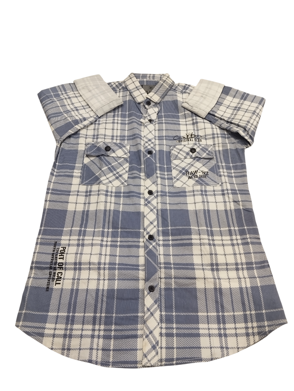 "Original Club Boys' Blue & White Plaid Short-Sleeve Button-Up Shirt" D.6.6243 B .5422 "Original Club Boys' Blue & White Plaid Short-Sleeve Button-Up Shirt" D.6.6243 B .5422