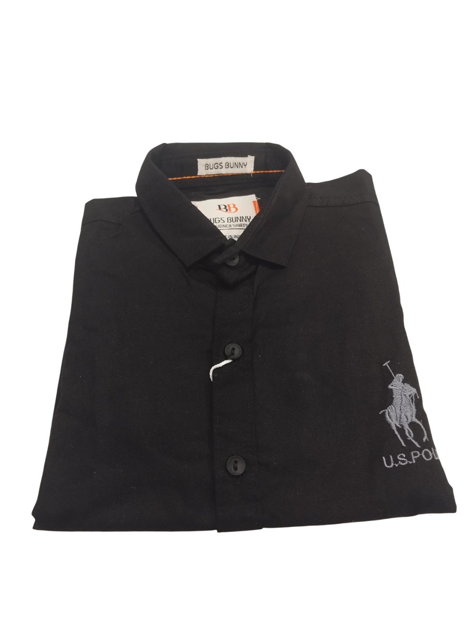 BUSS BUNNY Men's Black Short-Sleeve Button-Up Shirt D.1.9081 B.5399 BUSS BUNNY Men's Black Short-Sleeve Button-Up Shirt D.1.9081 B.5399