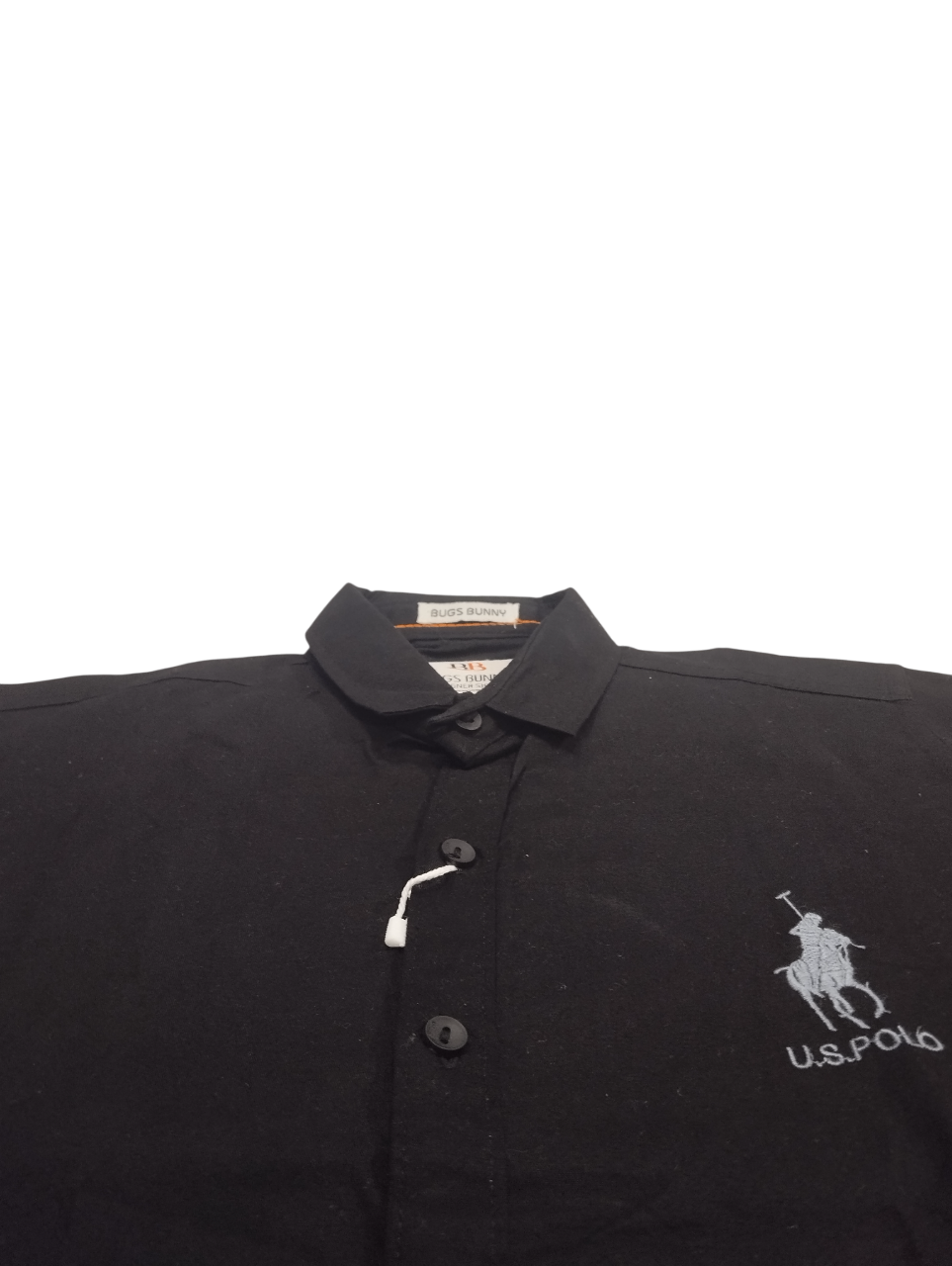 BUSS BUNNY Men's Black Short-Sleeve Button-Up Shirt D.1.9081 B.5399 BUSS BUNNY Men's Black Short-Sleeve Button-Up Shirt D.1.9081 B.5399