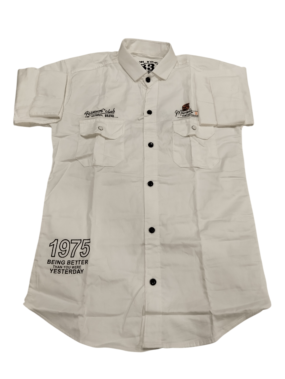 New York X3 Boys' White Short-Sleeve Button-Up Shirt D.4.7946 D.5414 New York X3 Boys' White Short-Sleeve Button-Up Shirt D.4.7946 D.5414