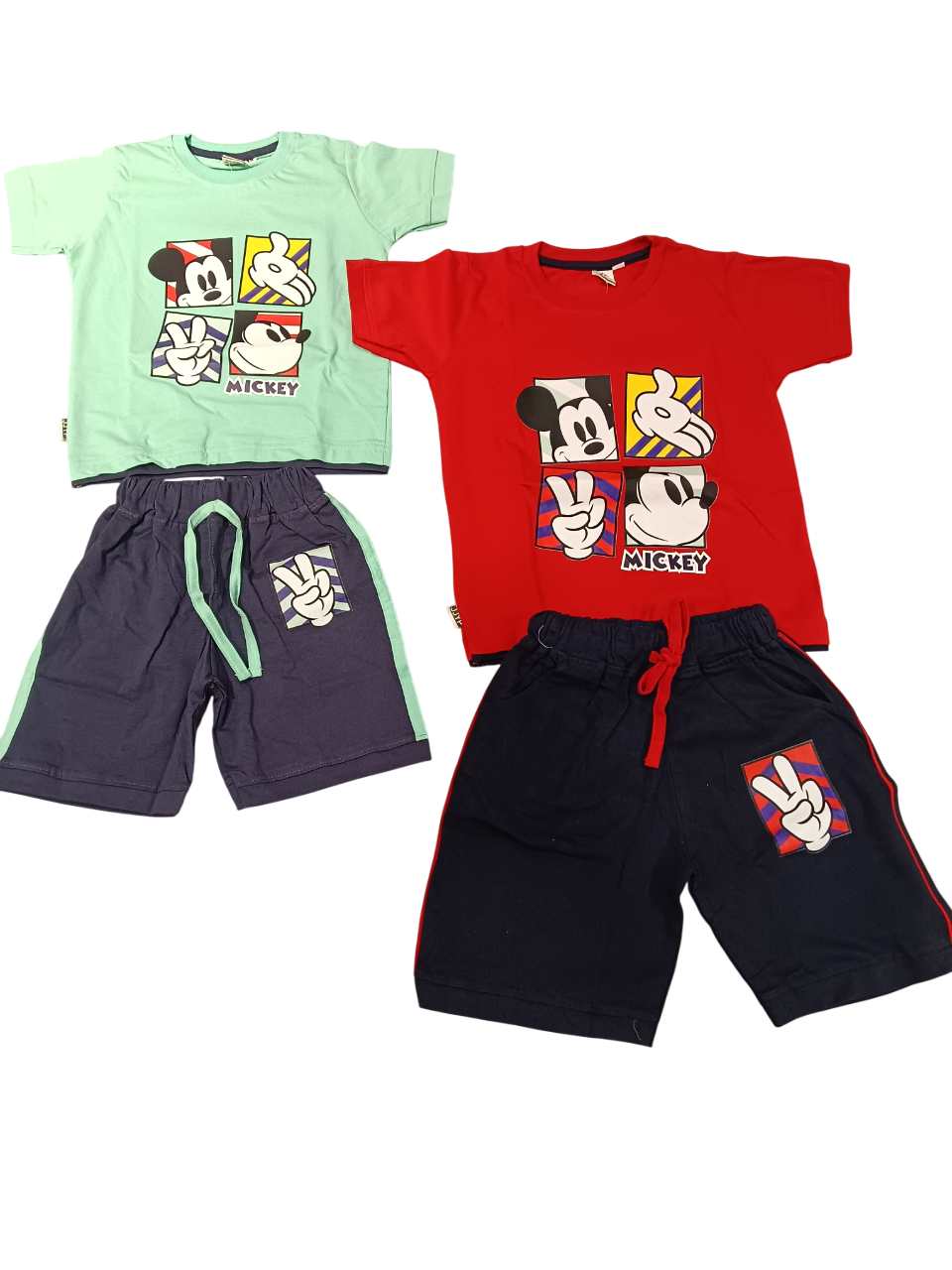 Kids "Mickey Cartoon" Printed T-Shirt and Shorts Set D.21.519 B.2173 Kids "Mickey Cartoon" Printed T-Shirt and Shorts Set D.21.519 B.2173