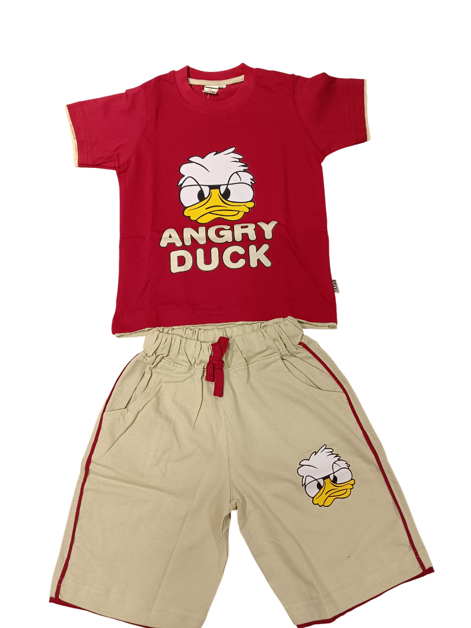 Kids "Angry Duck" Cartoon Print T-Shirt and Shorts pair D.28.515A B.2214 Kids "Angry Duck" Cartoon Print T-Shirt and Shorts pair D.28.515A B.2214