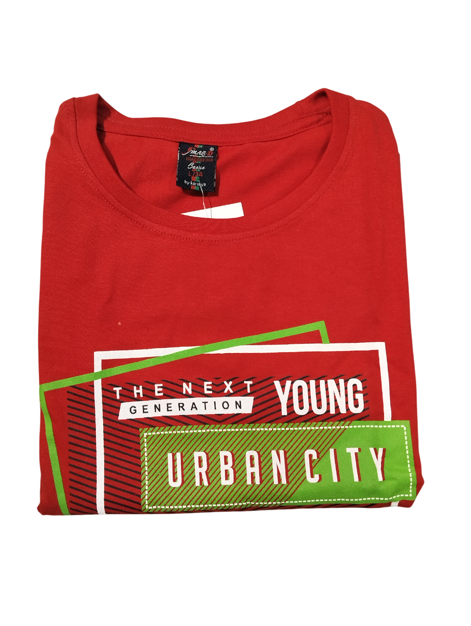 Red T-shirt: "Urban Rock Star Graphic Tee" D.9/12 B.9899 Red T-shirt: "Urban Rock Star Graphic Tee" D.9/12 B.9899