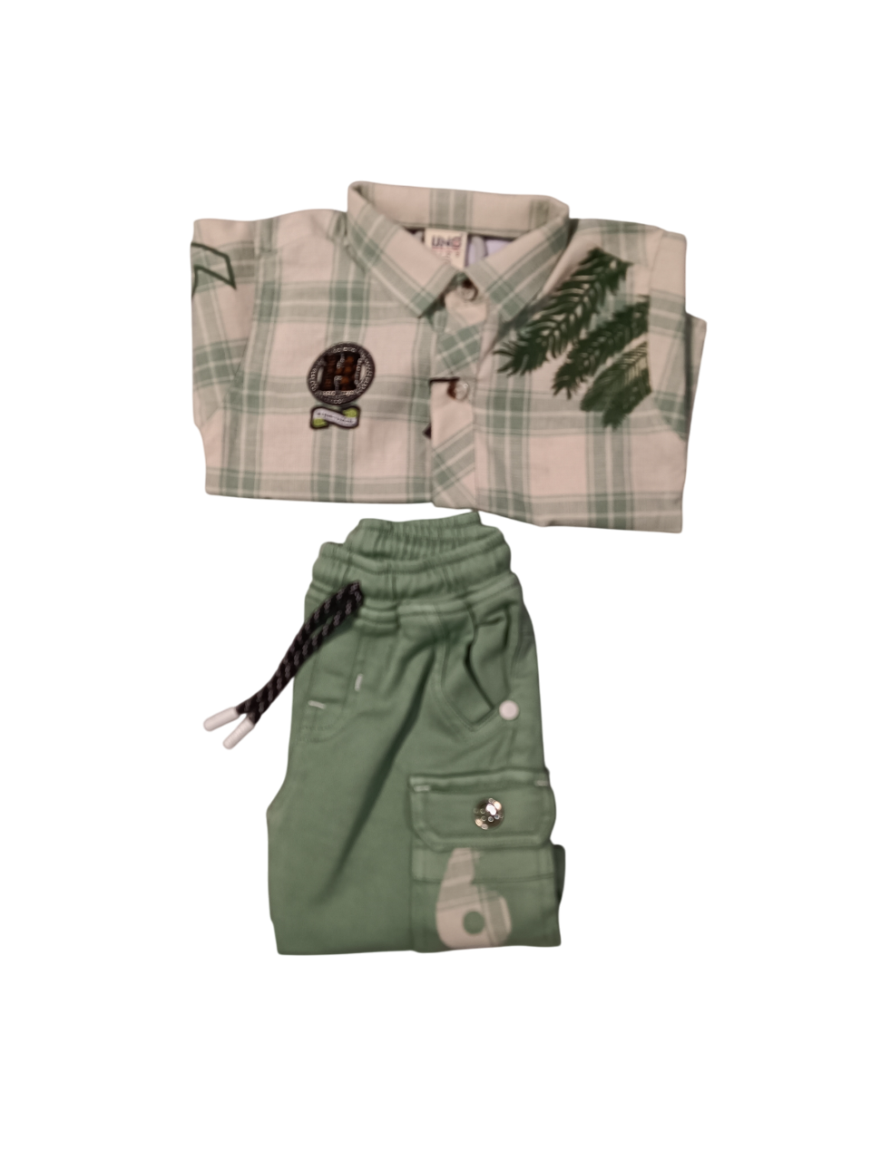 Boys' Tropical Plaid Shirt & Cargo Shorts Set D.15.10111 B.2927 Boys' Tropical Plaid Shirt & Cargo Shorts Set D.15.10111 B.2927