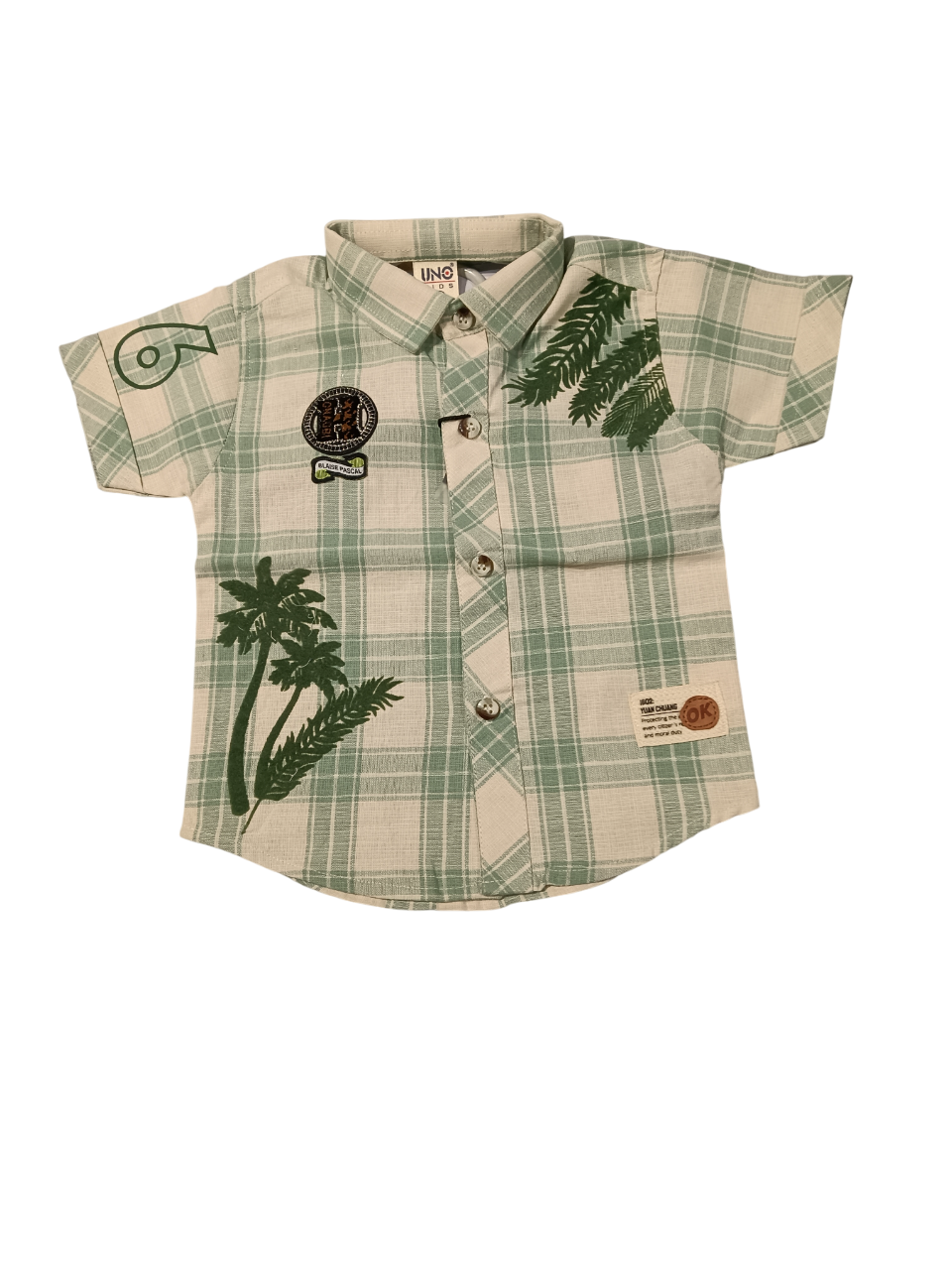 Boys' Tropical Plaid Shirt & Cargo Shorts Set D.15.10111 B.2927 Boys' Tropical Plaid Shirt & Cargo Shorts Set D.15.10111 B.2927