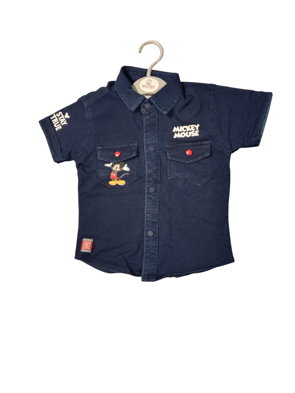 Mickey Mouse Kids Denim Shirt & Striped Shorts Set D.13.10138 B.2918 Mickey Mouse Kids Denim Shirt & Striped Shorts Set D.13.10138 B.2918