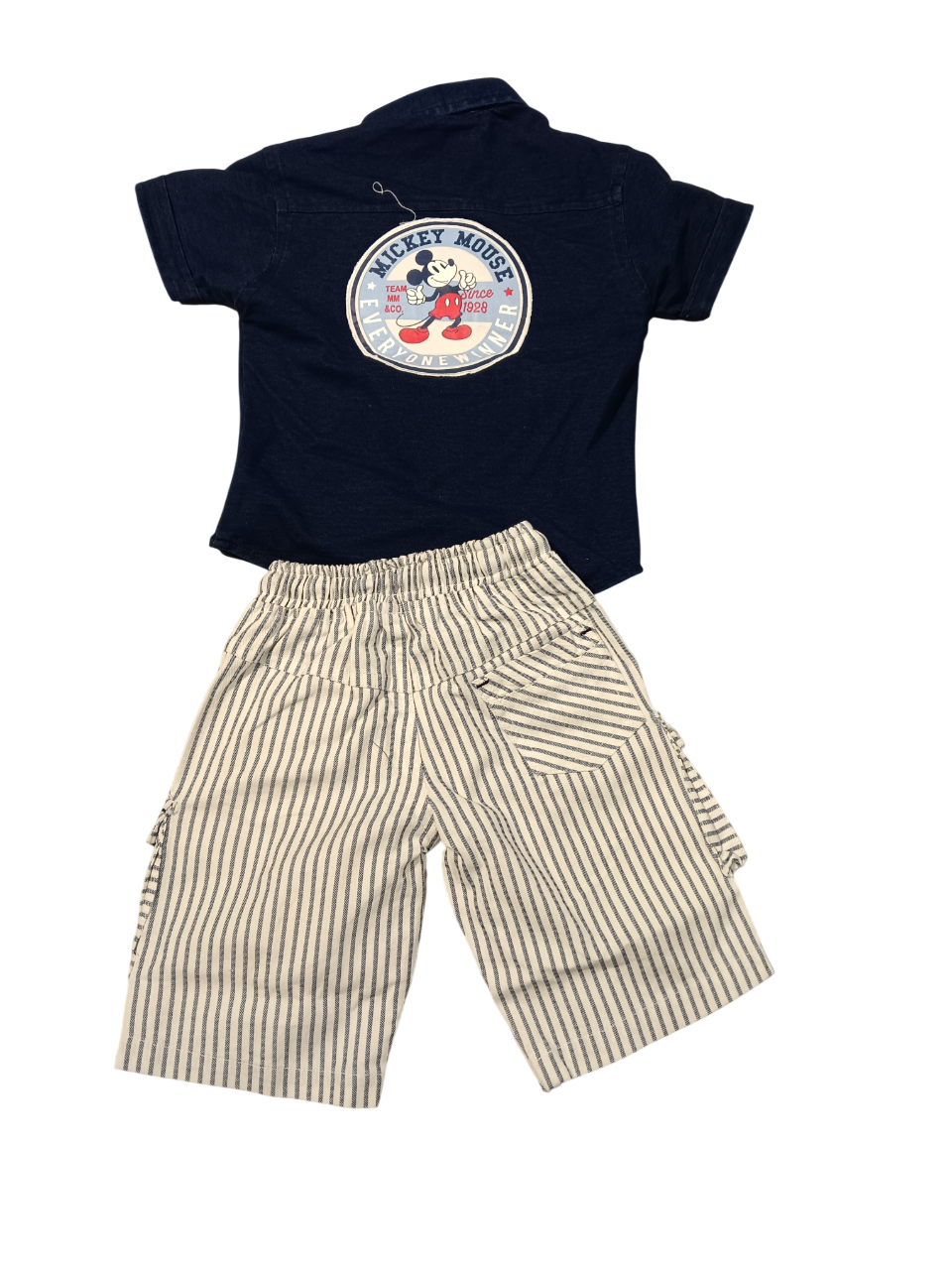 Mickey Mouse Kids Denim Shirt & Striped Shorts Set D.13.10138 B.2918 Mickey Mouse Kids Denim Shirt & Striped Shorts Set D.13.10138 B.2918