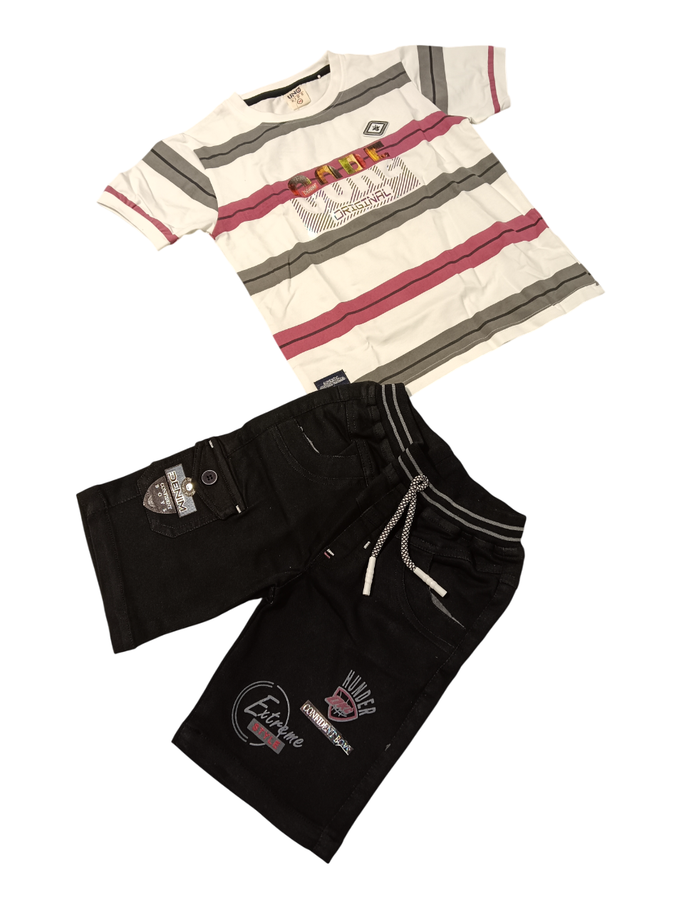 UNO Kids Cool Striped T-Shirt & Shorts Set D.32/6 B.3983 UNO Kids Cool Striped T-Shirt & Shorts Set D.32/6 B.3983