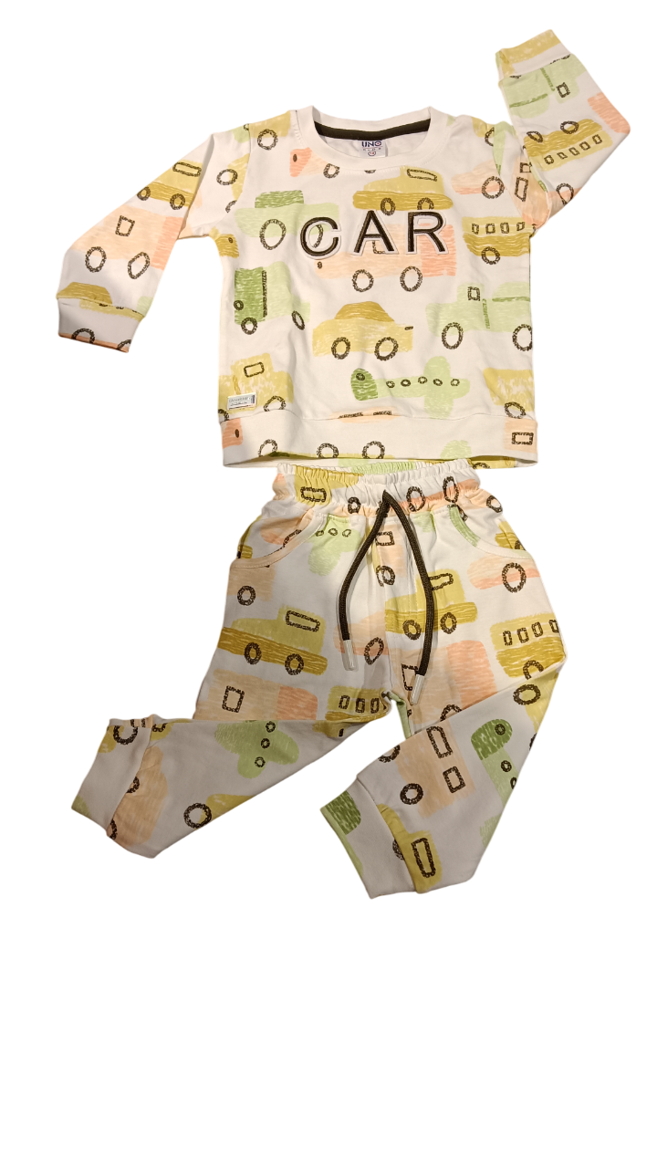 Kids Car-Print Sweatshirt & Jogger Set D.14.60038 B.2921 Kids Car-Print Sweatshirt & Jogger Set D.14.60038 B.2921