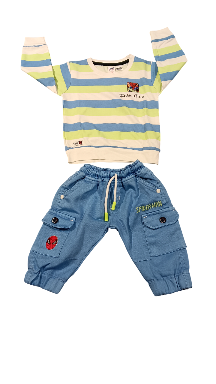 striped full-sleeve top and blue jogger-style pants D.8.30036 B.2892 striped full-sleeve top and blue jogger-style pants D.8.30036 B.2892