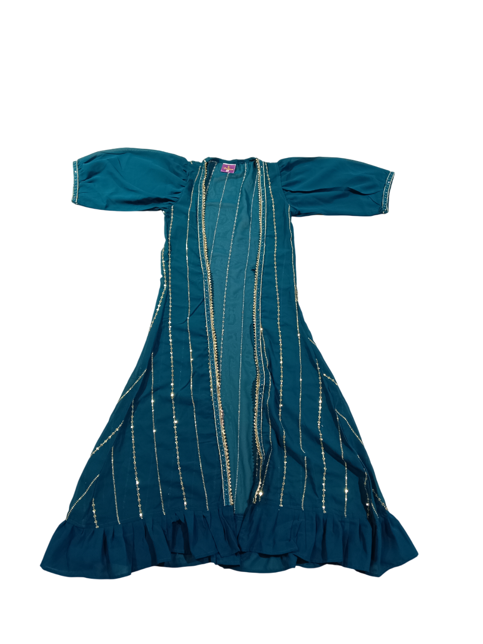 Girls 3-Piece Indo-Western Palazzo Set โ Teal Blue D.22.FS105G B.8917 Girls 3-Piece Indo-Western Palazzo Set โ Teal Blue D.22.FS105G B.8917