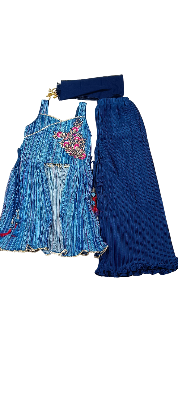 Girls' Traditional Ethnic Wear Set (likely a Lehenga Choli or Kurti with Sharara) D.18.715B B.8901 Girls' Traditional Ethnic Wear Set (likely a Lehenga Choli or Kurti with Sharara) D.18.715B B.8901