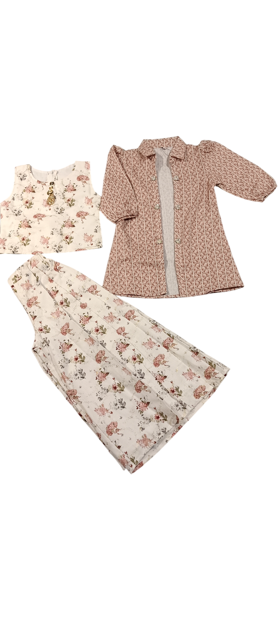 Elegant 3-Piece Floral Co-Ord Set for Girls D.27.PL2417C B.8939 Elegant 3-Piece Floral Co-Ord Set for Girls D.27.PL2417C B.8939