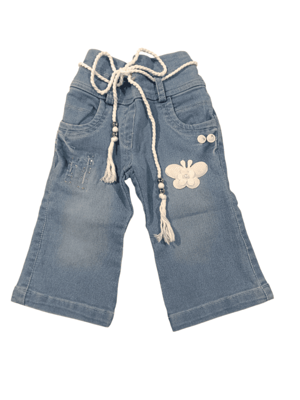 Cute Baby Girl Striped Top & Butterfly Patch Denim Pant Set D.7631 Cute Baby Girl Striped Top & Butterfly Patch Denim Pant Set D.7631