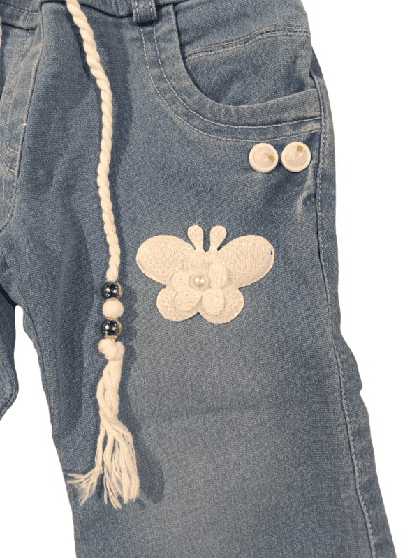 Cute Baby Girl Striped Top & Butterfly Patch Denim Pant Set D.7631 Cute Baby Girl Striped Top & Butterfly Patch Denim Pant Set D.7631