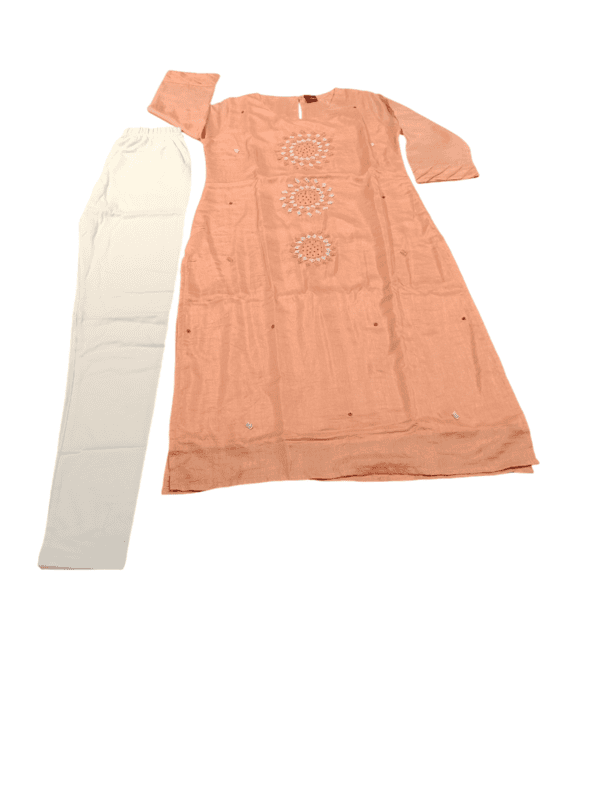 Peach & Mint Green Embroidered Kurti Set D.5.3585 Peach & Mint Green Embroidered Kurti Set D.5.3585