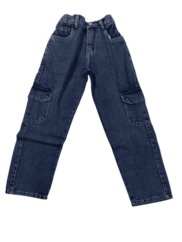 Girl Dark Blue Cargo Denim Jeans D.101 Girl Dark Blue Cargo Denim Jeans D.101