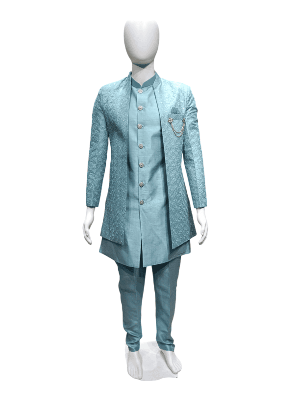 Sky Charm ā Light Blue 3-Piece Indo-Western Set D.IL039 B.1899 Sky Charm ā Light Blue 3-Piece Indo-Western Set D.IL039 B.1899