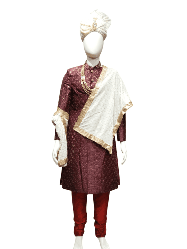 Maroon Embroidered Sherwani D.SL038 Maroon Embroidered Sherwani D.SL038