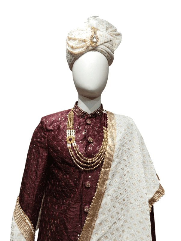 Maroon Embroidered Sherwani D.SL038 Maroon Embroidered Sherwani D.SL038